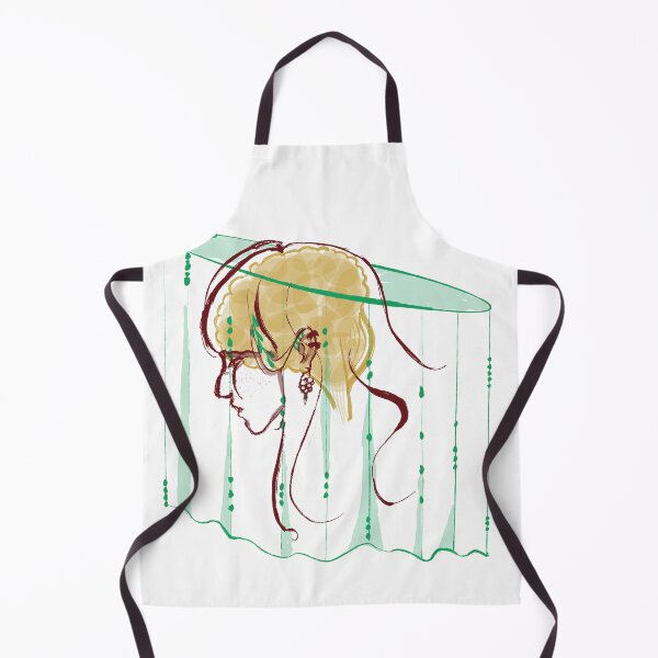 Item preview, Avant-Garde Girl with Green Veil and Gold Hair - Minimalist Female Portrait Art designed and sold by SvitlanaSolo.