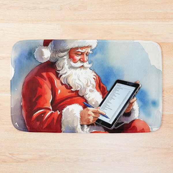 Item preview, Santa Reading Letters on Tablet - Christmas Mail Watercolor Art designed and sold by Pioneer Spirit Market.