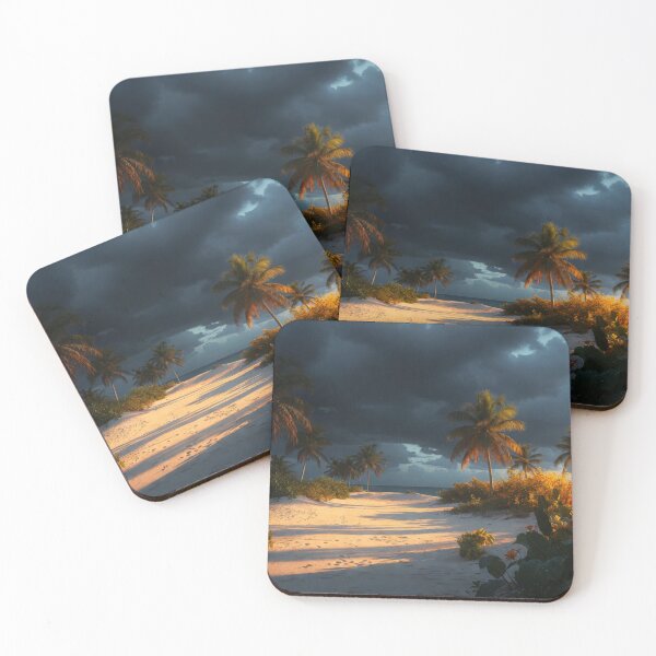 Item preview, Tropical Beach Path Dramatic Sunset Sky designed and sold by IntelliMindDesigns.