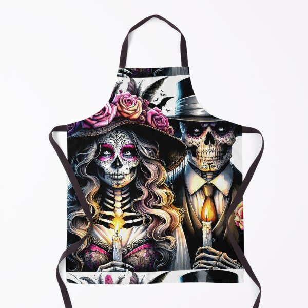Item preview, Day of the Dead Sugar Skull Couple with Candles — Dia de los Muertos Watercolor Gothic Art designed and sold by Beyond The Canvas.