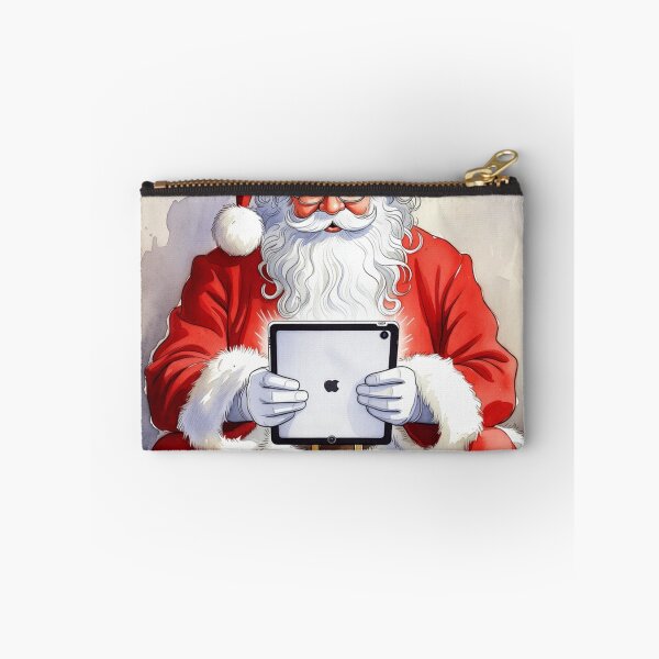 Item preview, Title: Santa Claus with iPad Tablet - Cozy Christmas Watercolor Art designed and sold by Pioneer Spirit Market.