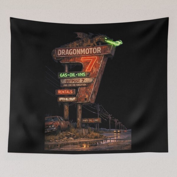 Item preview, Dragonmotor 7 Retro Roadside Outpost Sign designed and sold by dragonmotor7.