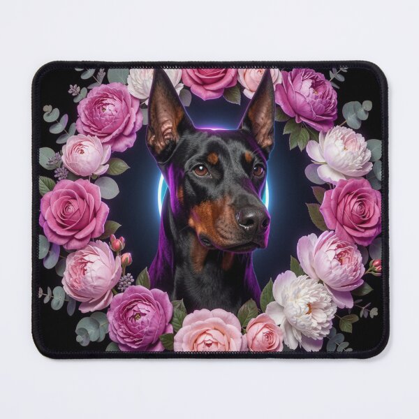 Item preview, Elegant Doberman Floral Portrait Art designed and sold by JanjjaSoulInk.