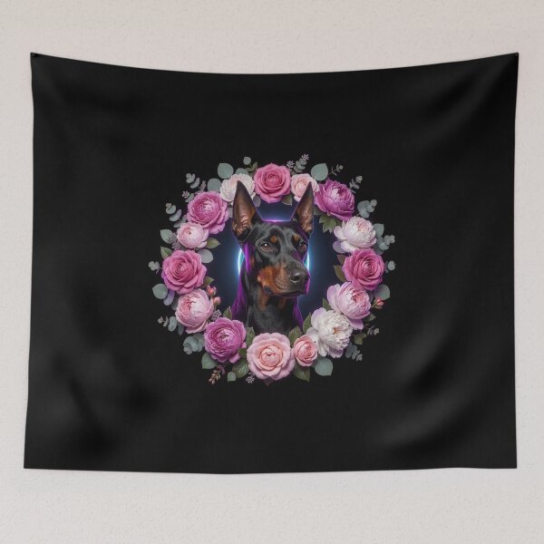 Item preview, Elegant Doberman Floral Portrait Art designed and sold by JanjjaSoulInk.