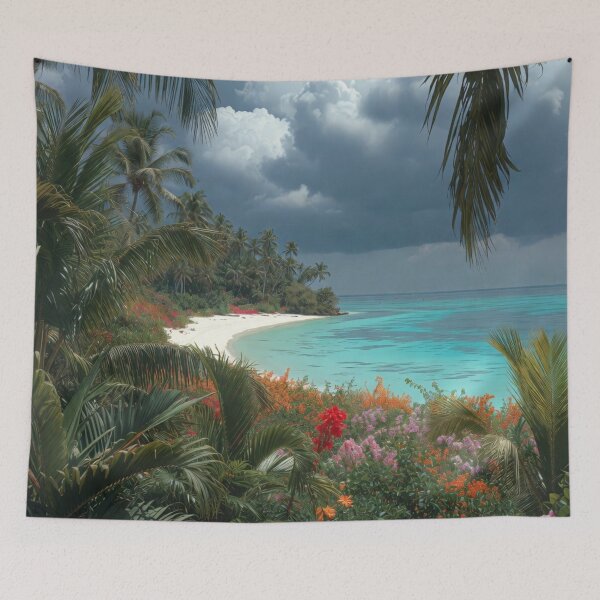 Item preview, Paradise Beach Turquoise Water Dramatic Clouds designed and sold by IntelliMindDesigns.