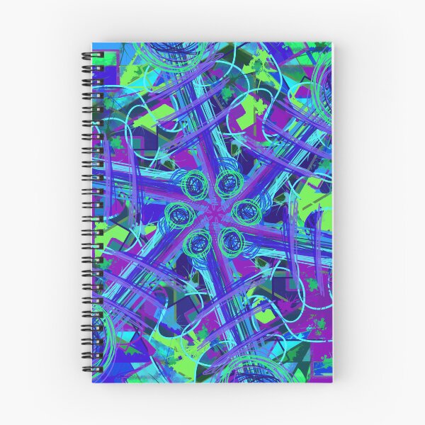 Item preview, Splashes of neon green, cerulean and purple in a kaleidoscope pattern of circles and lines designed and sold by RAHKELROYSUM.