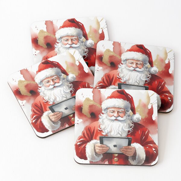 Item preview, Santa Claus Holding iPad Tablet - Festive Christmas Watercolor Art designed and sold by Pioneer Spirit Market.