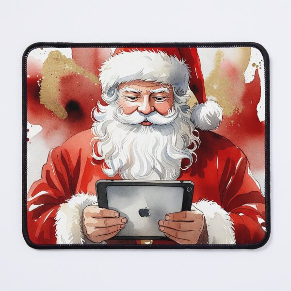 Item preview, Santa Claus Holding iPad Tablet - Festive Christmas Watercolor Art designed and sold by Pioneer Spirit Market.