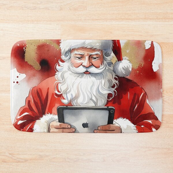 Item preview, Santa Claus Holding iPad Tablet - Festive Christmas Watercolor Art designed and sold by Pioneer Spirit Market.