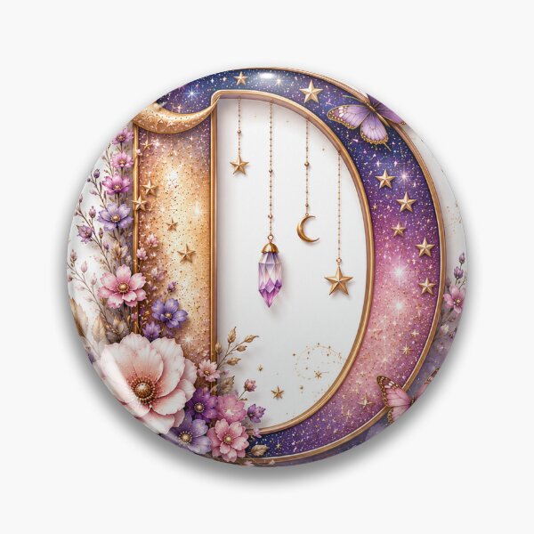 Item preview, .Celestial Floral Letter D designed and sold by DaryaArtFrance.