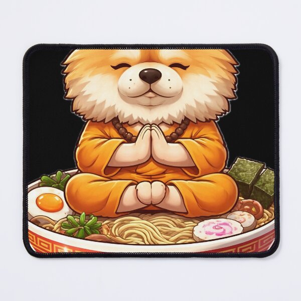 Item preview, Funny Chow Chow Shaolin Monk Meditating over Ramen designed and sold by BarkAndArt.