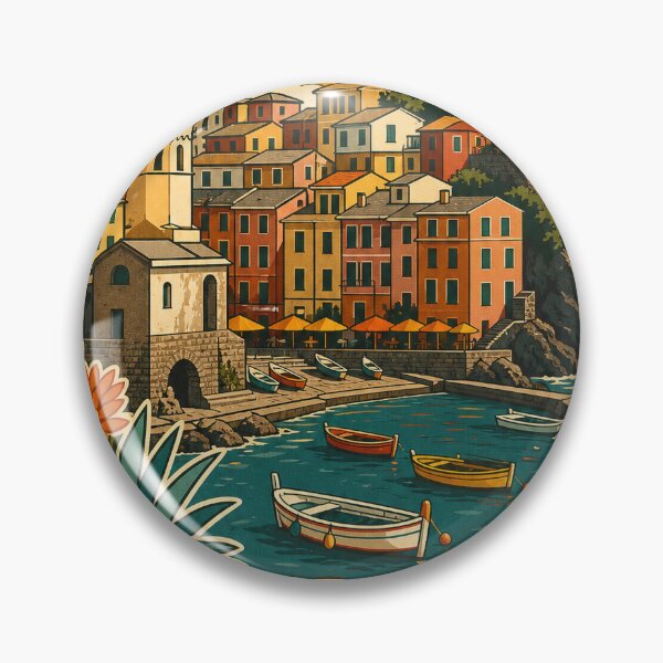 Item preview, Vernazza Italy Travel Souvenir - Retro Illustration designed and sold by VisualArtsOasis.