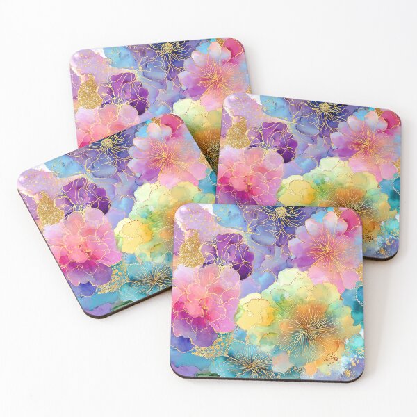 Item preview, Pink, Purple, And Aqua Alcohol-Ink-Inspired Flowers designed and sold by DEC02.