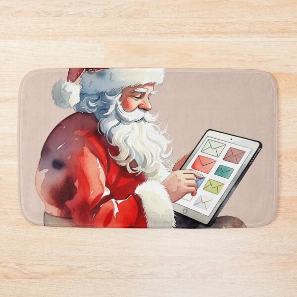 Item preview, Santa Claus Checking Email on Tablet - Modern Christmas Watercolor Art designed and sold by Pioneer Spirit Market.