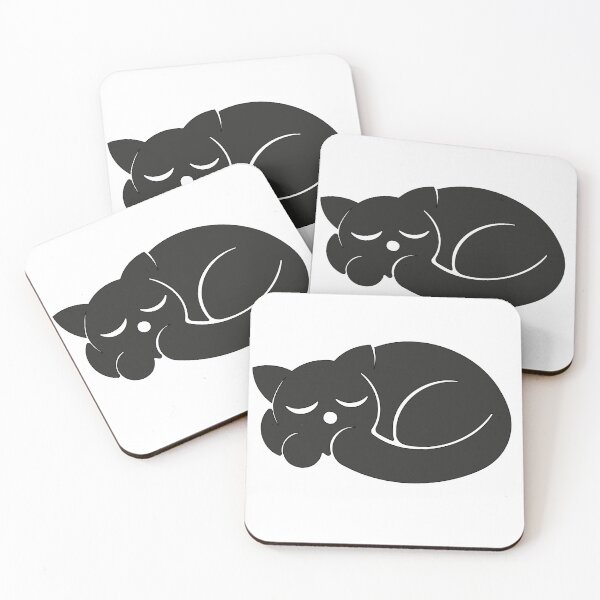 Item preview, Illustration of a Sleeping Cat in a Minimalist Black and White Style designed and sold by Keltoi-art.