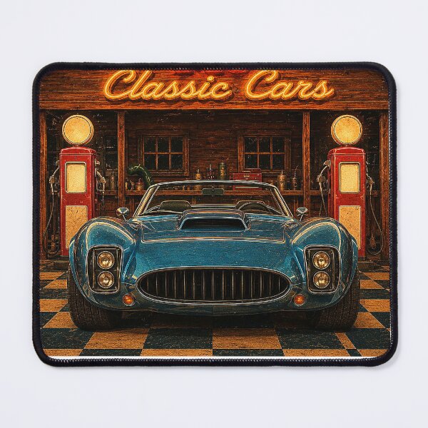 Item preview, MJ Classic Cars ⭐ Retro Muscle Car Garage Neon Sign Vintage Art designed and sold by UrbanPrintVibes.