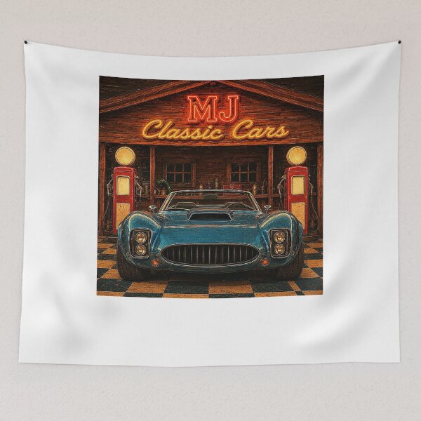 Item preview, MJ Classic Cars ⭐ Retro Muscle Car Garage Neon Sign Vintage Art designed and sold by UrbanPrintVibes.