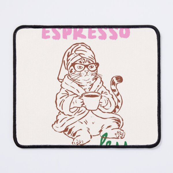 Item preview, More Espresso Less Depresso – Retro Bathrobe Cat designed and sold by Pink Chaos Club.