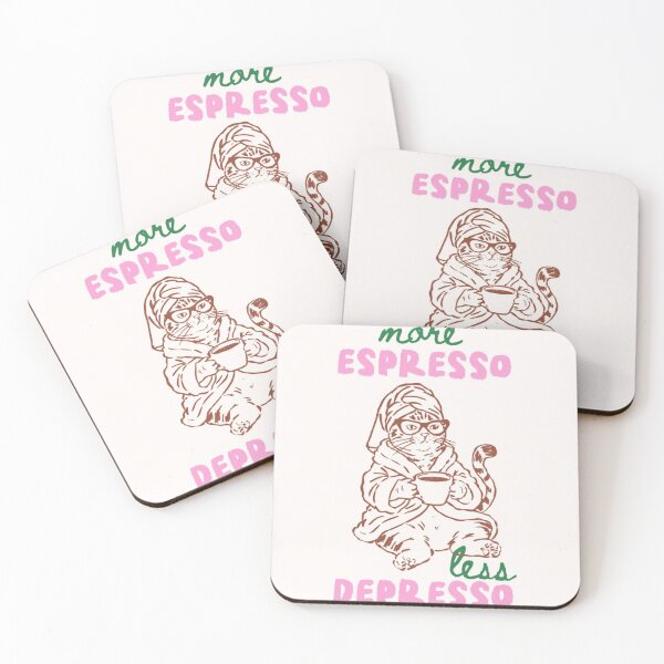 Item preview, More Espresso Less Depresso – Retro Bathrobe Cat designed and sold by     Pink Chaos Club.