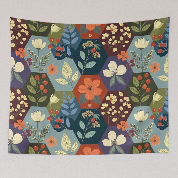Item preview, Colorful Folk Floral Leaf Pattern designed and sold by IntelliMindDesigns.