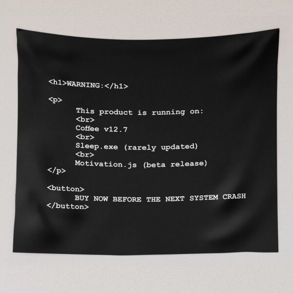 Item preview, System Crash Warning HTML, Unique designed and sold by villacreativa.