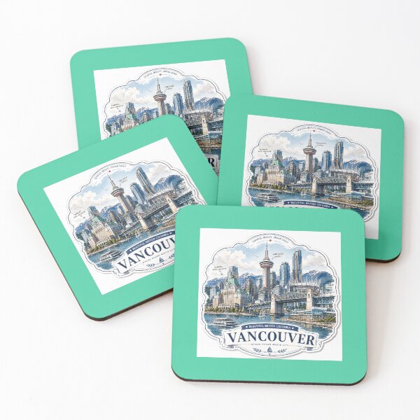 Item preview,  Vancouver Coastal Icons Spectacular 3D Skyline Label  designed and sold by PaintMeWorld.