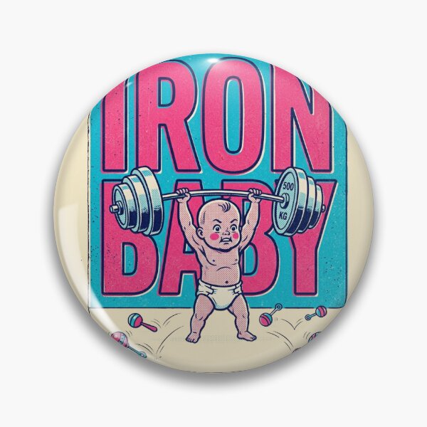 Item preview, Retro Pop Art Baby Bodybuilder Iron Baby designed and sold by DuckOddity.