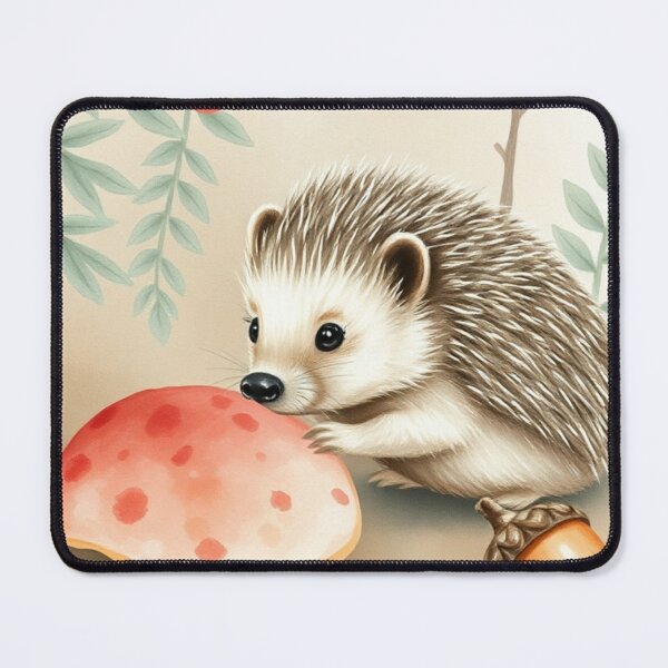 Item preview, Cute Watercolor Hedgehog with Mushroom and Berries designed and sold by Vida e Arte.