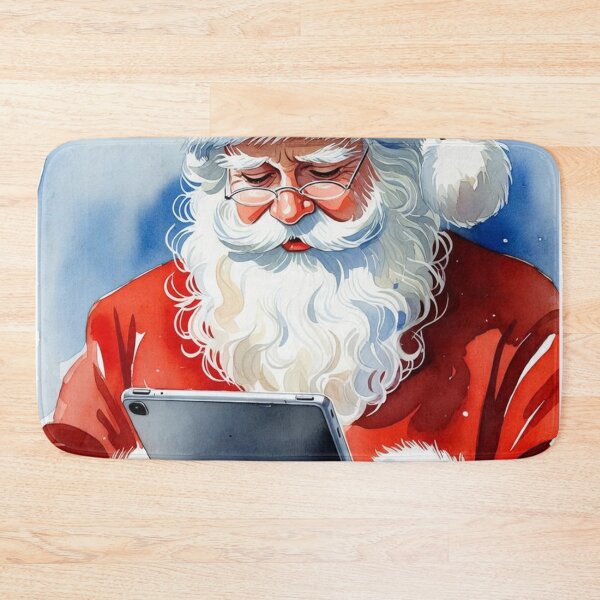 Item preview, Santa Claus with Black iPad Tablet - Modern Christmas Watercolor Art designed and sold by Pioneer Spirit Market.