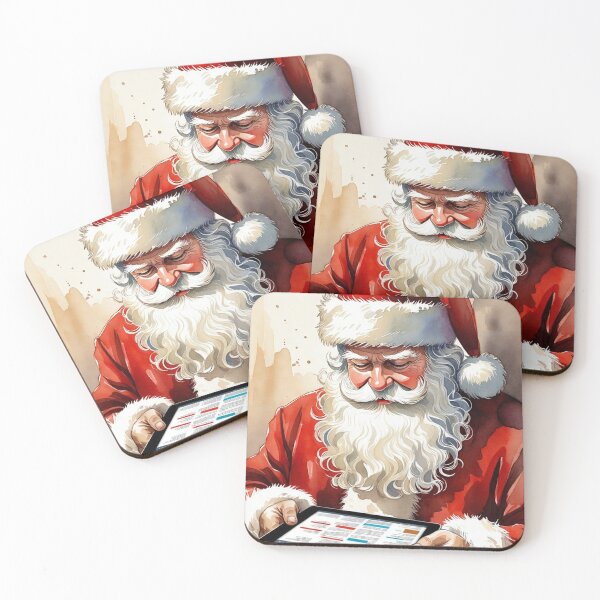 Item preview, Santa Claus with Black iPad Tablet - Modern Christmas Watercolor Art designed and sold by Pioneer Spirit Market.