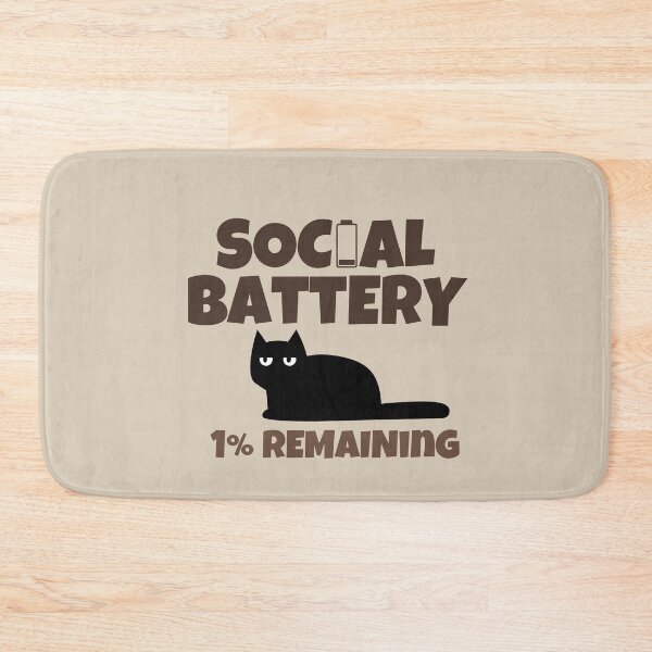 Item preview, Social Battery 1% Remaining Funny Introvert Black Cat Retro Design designed and sold by No Excuses Supply.