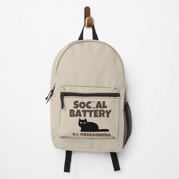 Item preview, Social Battery 1% Remaining Funny Introvert Black Cat Retro Design designed and sold by No Excuses Supply.
