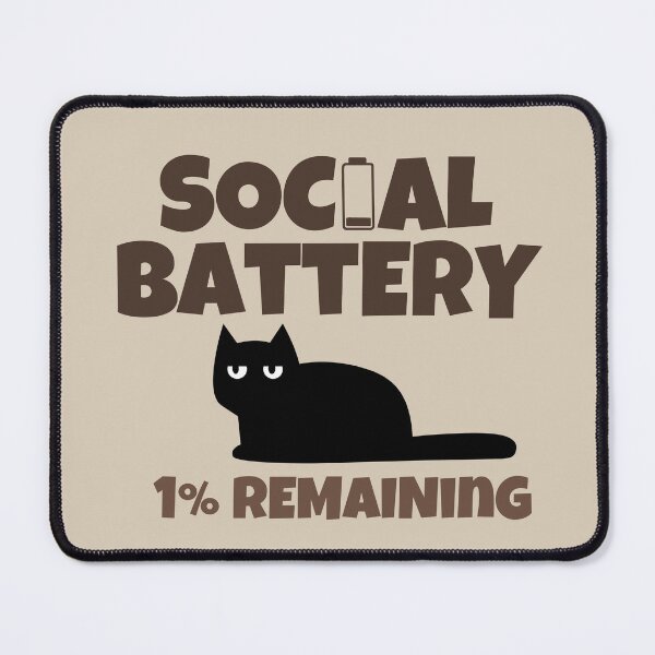 Item preview, Social Battery 1% Remaining Funny Introvert Black Cat Retro Design designed and sold by No Excuses Supply.
