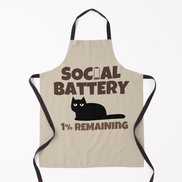 Item preview, Social Battery 1% Remaining Funny Introvert Black Cat Retro Design designed and sold by No Excuses Supply.