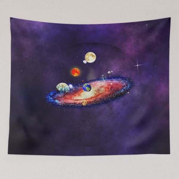 Item preview, Vibrant Spiral Galaxy and Solar System Planets Space Art designed and sold by FahdSpaceArt.