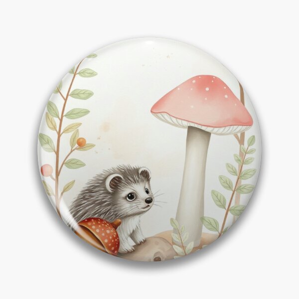 Item preview, Adorable Watercolor Hedgehog with Mushroom and Acorn designed and sold by Vida e Arte.