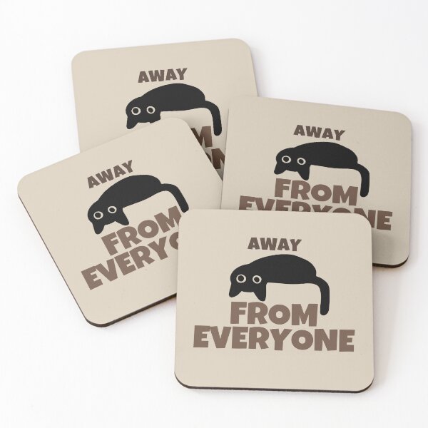 Item preview, Away From Everyone Funny Introvert Black Cat Retro Minimalist Design designed and sold by No Excuses Supply.