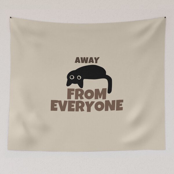 Item preview, Away From Everyone Funny Introvert Black Cat Retro Minimalist Design designed and sold by No Excuses Supply.