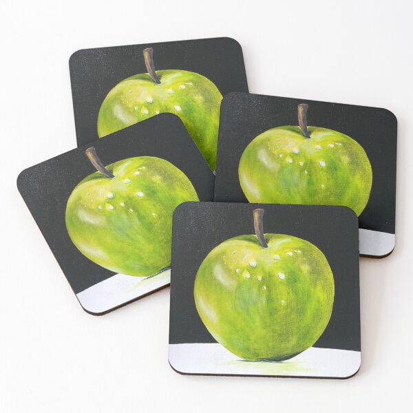 Item preview, GREEN APPLE painting | Pop Art Fruit  Design | Kitchen Art | Black and White designed and sold by BlueberrySwan.