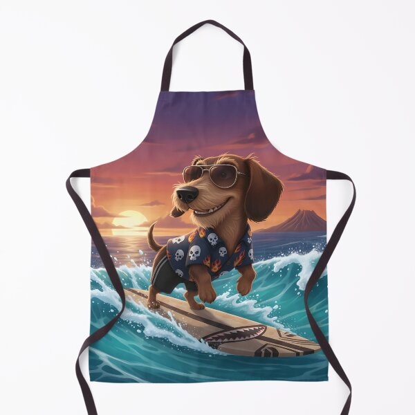 Item preview, An adorable wire-haired dachshund on a surfboard designed and sold by AnnaBellrose.