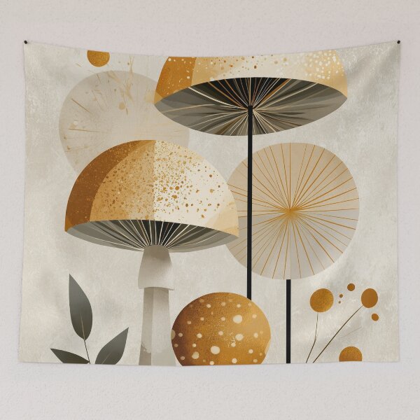 Item preview, Boho Geometric Mushroom — Minimalist Cottagecore Print designed and sold by daila70.