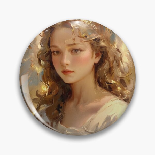 Item preview, Queen of the Angels - Golden Halo Angel Wings Fantasy Art Portrait designed and sold by GenesisArtis.