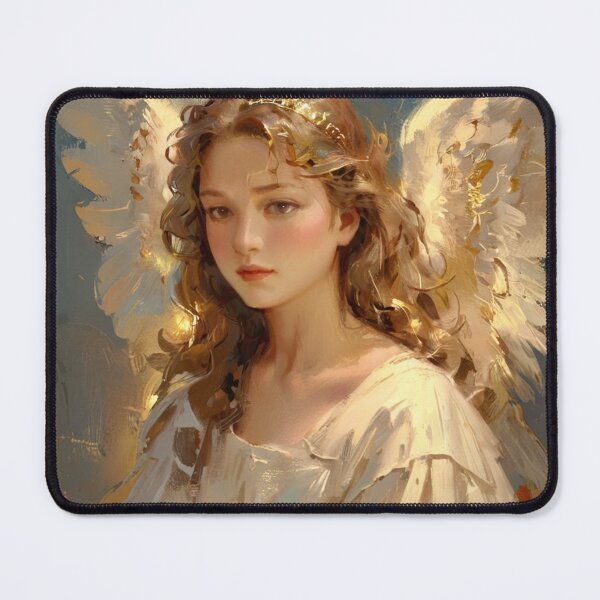 Item preview, Queen of the Angels - Golden Halo Angel Wings Fantasy Art Portrait designed and sold by GenesisArtis.