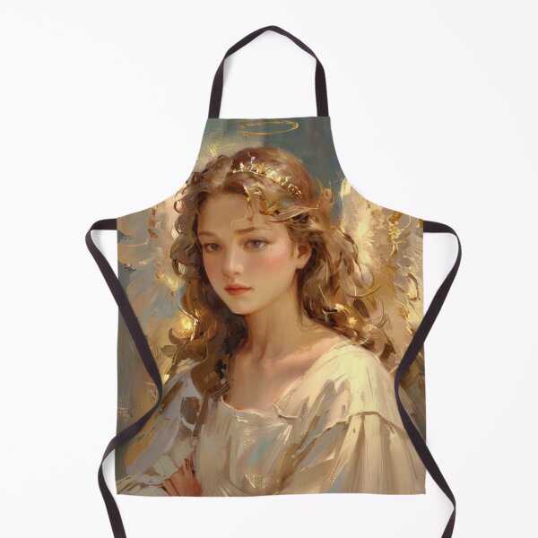 Item preview, Queen of the Angels - Golden Halo Angel Wings Fantasy Art Portrait designed and sold by GenesisArtis.