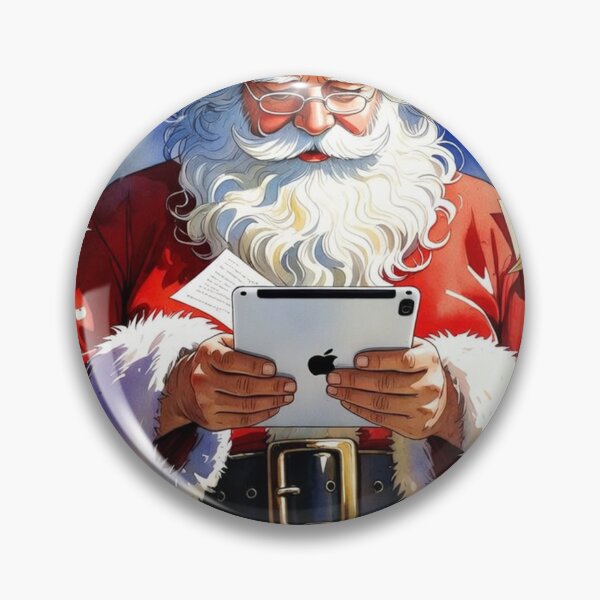Item preview, Santa Claus at Desk with iPad and Letters - Modern Christmas Watercolor Art designed and sold by Pioneer Spirit Market.