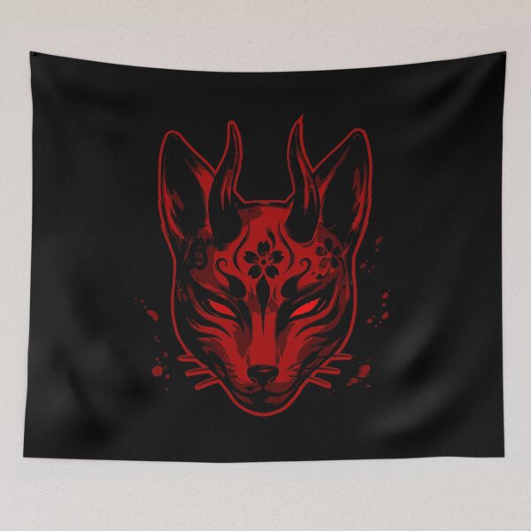 Item preview, Japanese Oni Kitsune Demon Fox Mask Art designed and sold by LinaValearte.