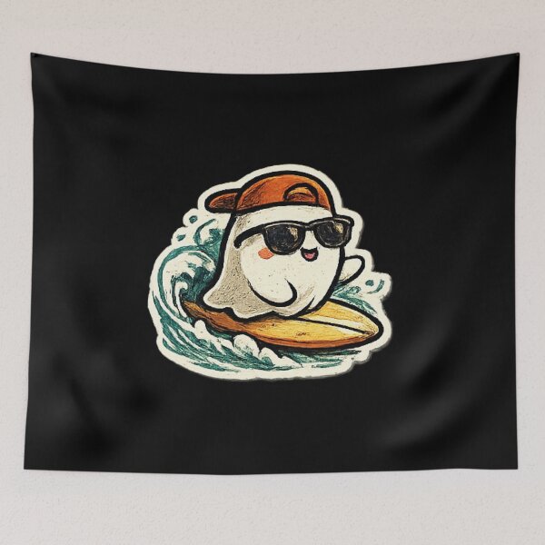 Item preview, Surfing Ghost Summer Vibes Retro designed and sold by ubeyeart.