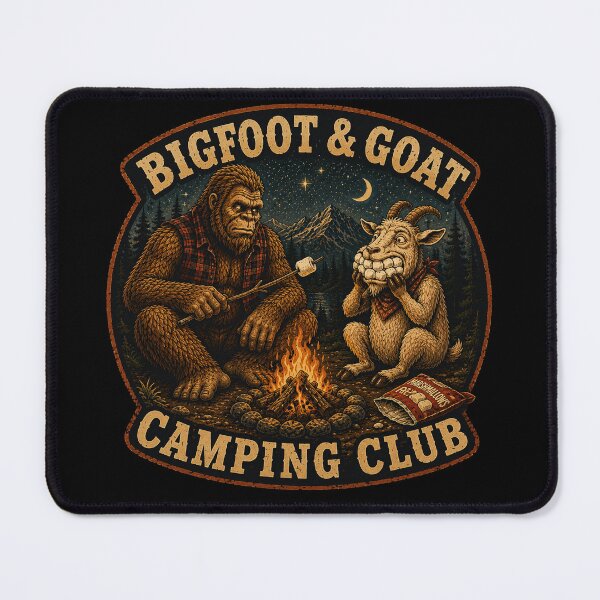 Item preview, Bigfoot & Goat Camping Club – Marshmallow Thief designed and sold by NicheBloom.