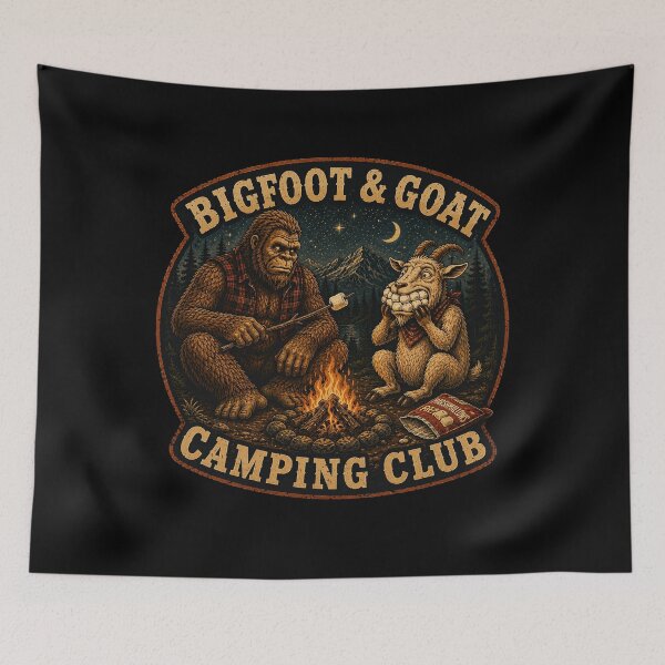 Item preview, Bigfoot & Goat Camping Club – Marshmallow Thief designed and sold by NicheBloom.