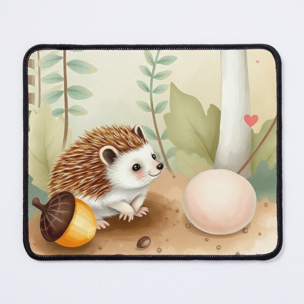 Item preview, Charming Watercolor Hedgehog with Tall Toadstool Mushroom designed and sold by Vida e Arte.